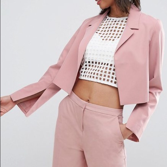 blush cropped blazer